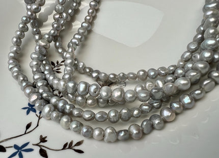 6-7mm Large Hole Gray Freshwater Pearl Nuggets Beads, Hole Size 1.8mm Natural Freshwater Pearls, Large Hole Gray Pearl Nuggets #15