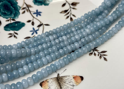 2x4mm 4x6mm 5x8mm Smooth Rondelle Shape Blue Aquamarine Color Jade Beads 15 Inches Strand #4748