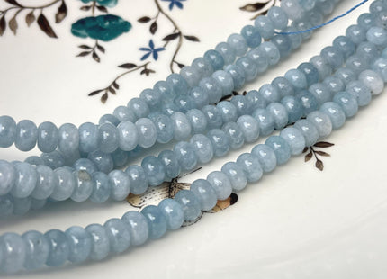 2x4mm 4x6mm 5x8mm Smooth Rondelle Shape Blue Aquamarine Color Jade Beads 15 Inches Strand #4748