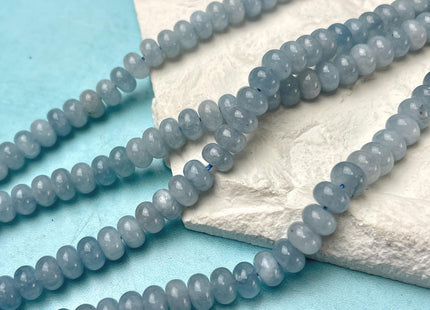 2x4mm 4x6mm 5x8mm Smooth Rondelle Shape Blue Aquamarine Color Jade Beads 15 Inches Strand #4748