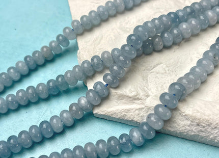 2x4mm 4x6mm 5x8mm Smooth Rondelle Shape Blue Aquamarine Color Jade Beads 15 Inches Strand #4748