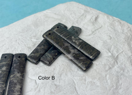 One Pair 10x47 mm Natural Coffee Jasper Top Drilled Teardrop Cabochon Long Rectangle Matching Coffee Brown Gemstone Earring Pendant #3365