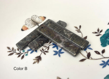 One Pair 10x47 mm Natural Coffee Jasper Top Drilled Teardrop Cabochon Long Rectangle Matching Coffee Brown Gemstone Earring Pendant #3365