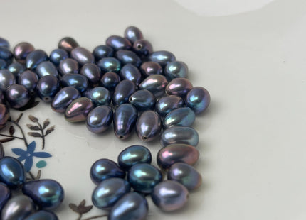 5 Pieces AAA 6.5-7x9-11 mm Top Quality High Luster Tear Drop Half Drilled Freshwater Pearls Genuine Peacock Color Freshwater Pearls #1639