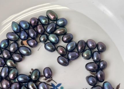 5 Pieces AAA 6.5-7x9-11 mm Top Quality High Luster Tear Drop Half Drilled Freshwater Pearls Genuine Peacock Color Freshwater Pearls #1639