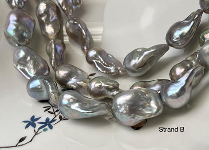 14-16x21-28 mm AAA Jumbo Gray Baroque Freshwater Pearl Beads Cultured Gray Baroque Genuine Freshwater Baroque Pearls 16-17 Beads #P3241