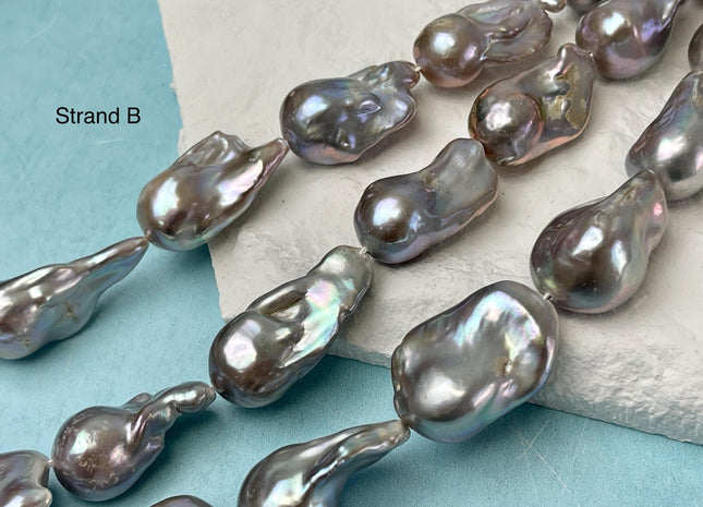 14-16x21-28 mm AAA Jumbo Gray Baroque Freshwater Pearl Beads Cultured Gray Baroque Genuine Freshwater Baroque Pearls 16-17 Beads #P3241