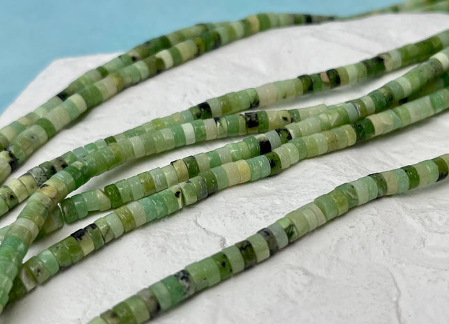 2x4 mm Green Chrysoprase Heishi Rondelle Shape 15.5 Inches Strand #4722