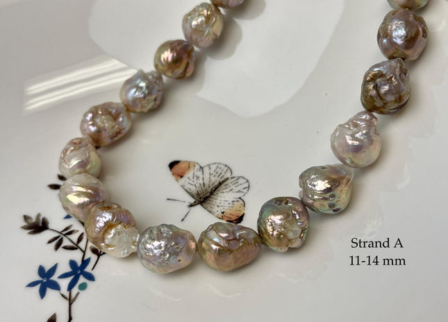 10-15 mm Natural Mauve Pink Seaweed Pink With Iridescent Color Baroque Pearl Beads Rare High Luster Genuine Mauve Baroque Pearl Beads #P3250