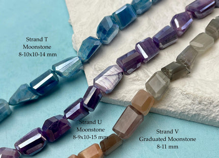 8-21 mm Faceted Nugget Amazonite Aquamarine Lapis Amethyst Moonstone Gemstone Beads Genuine Natural Mixed Gemstones 8 Inches Strand #4742