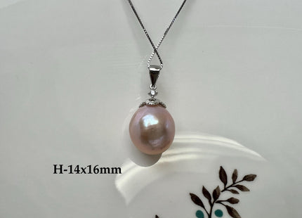 One-Of-A-Kind 12-15 mm AAAA Very Rare Natural Purple Mauve Genuine Edison Pearl Pendant Vermeil Gold Jewelry #PD0002