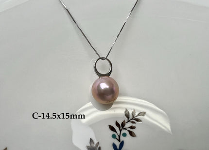 One-Of-A-Kind 12-15 mm AAAA Very Rare Natural Purple Mauve Genuine Edison Pearl Pendant Vermeil Gold Jewelry #PD0002