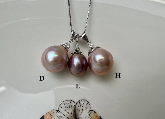 One-Of-A-Kind 12-15 mm AAAA Very Rare Natural Purple Mauve Genuine Edison Pearl Pendant Vermeil Gold Jewelry #PD0002