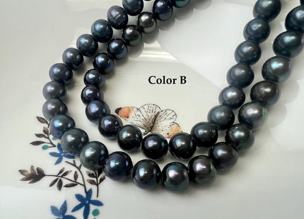 10 mm AAA Large Hole Dark Peacock Round Freshwater Pearl 2.2 mm Hole Genuine Freshwater Pearl Beads #49