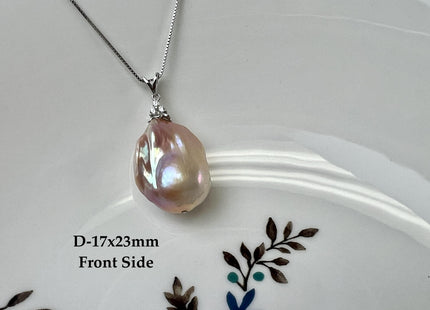 One-Of-A-Kind 18x25 mm Rare Natural Pink Baroque Pearl With .925 Sterling Silver/Gold Pendant #PD0004