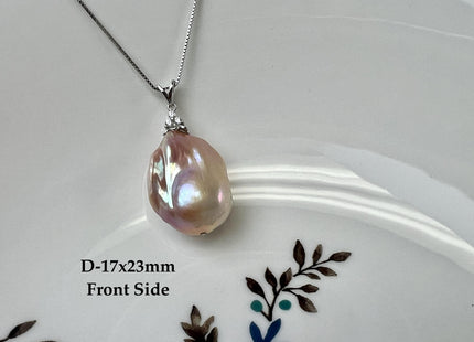 One-Of-A-Kind 18x25 mm Rare Natural Pink Baroque Pearl With .925 Sterling Silver/Gold Pendant #PD0004