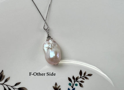 One-Of-A-Kind 16x22 mm Rare Natural Pink Baroque Pearl With .925 Sterling Silver/Gold Pendant #PD0004