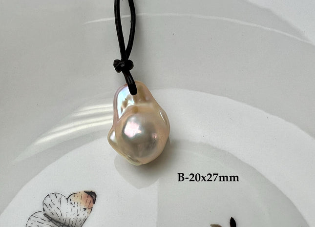 One Of A Kind 17x26-40mm AAA Naatural Pink Baroque Freshwater Pearl Pendant Large Hole Top Drilled Pink Baroque Pearl #1100