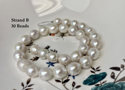 11-15mm AAA Very Rare Natural White Freshwater Edison Pearls Top Quality Super High Luster White Baroque Pearls 29-30 Beads #P3253