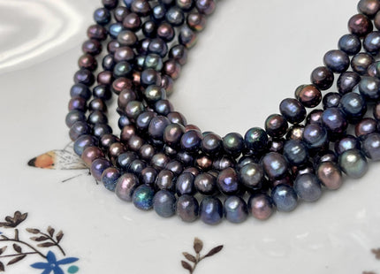 6-7 mm Dark Peacock Color Potato Freshwater Pearl Beads Genuine Freshwater Pearl Purple Rainbow Peacock Color #P3256