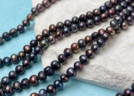 6-7 mm Dark Peacock Color Potato Freshwater Pearl Beads Genuine Freshwater Pearl Purple Rainbow Peacock Color #P3256