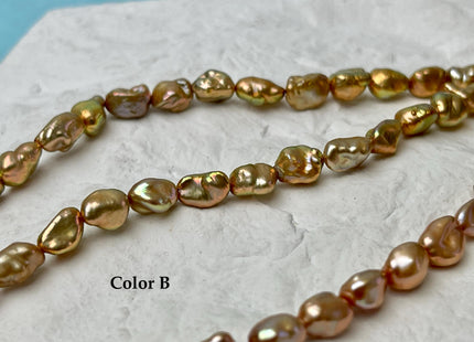 5-6x6-7mm Gold Champagne Color Keshi Freshwater Pearls Beads Genuine Keshi Rice Nugget Freshwater Pearl Beads #P3257