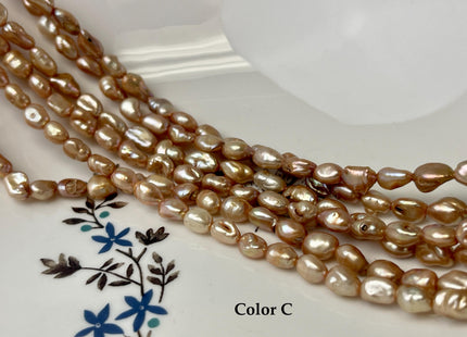 5-6x6-7mm Gold Champagne Color Keshi Freshwater Pearls Beads Genuine Keshi Rice Nugget Freshwater Pearl Beads #P3257
