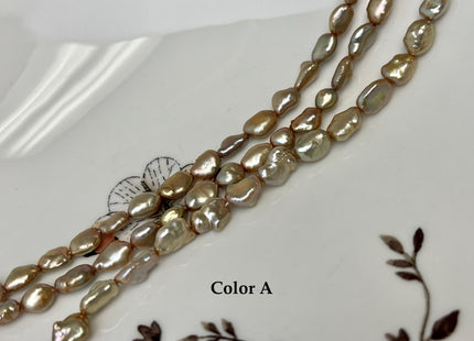 5-6x6-7mm Gold Champagne Color Keshi Freshwater Pearls Beads Genuine Keshi Rice Nugget Freshwater Pearl Beads #P3257