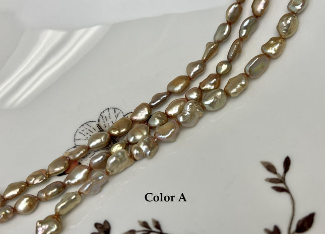 5-6x6-7mm Gold Champagne Color Keshi Freshwater Pearls Beads Genuine Keshi Rice Nugget Freshwater Pearl Beads #P3257
