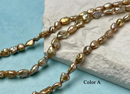 5-6x6-7mm Gold Champagne Color Keshi Freshwater Pearls Beads Genuine Keshi Rice Nugget Freshwater Pearl Beads #P3257