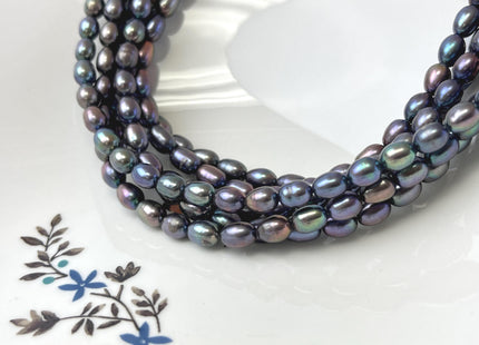 6x7-8 mm AAA Rainbow Peacock Color Rice/Oval Freshwater Pearls Peacock Color Genuine High Luster Freshwater Pearl Beads #P3260