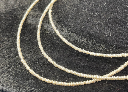 14/15.5 Inches Natural Tiny White Seed Pearl Chocker Necklace W/Silver Clasp Gift For Her #NK0001