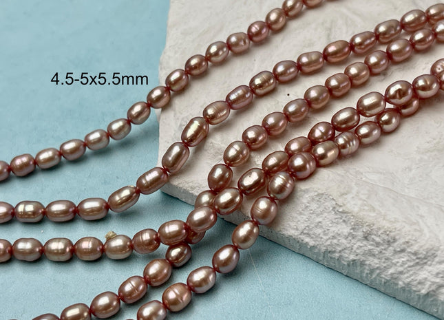 5.5-6x7mm Rice / Oval Freshwater Pearls Salmon Pink Color Genuine Freshwater Pearl Beads Rare Pink Color Oval Pearls #P1923