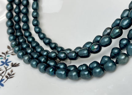 7x9-10 mm Dark Navy Color Freshwater Rice Oval Pearl Beads Genuine Dark Blue Navy Freshwater Pearls #1537