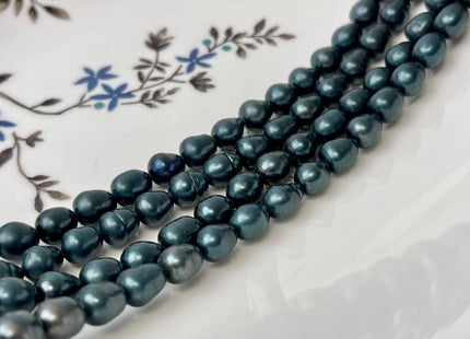 7x9-10 mm Dark Navy Color Freshwater Rice Oval Pearl Beads Genuine Dark Blue Navy Freshwater Pearls #1537