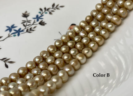 6.5-7mm AA Beige/Green Champagne Off Round Freshwater Pearl Beads Genuine High Luster Freshwater Pearl 61-68 Beads #P3261
