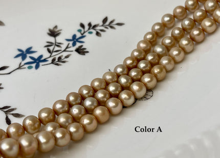 6.5-7mm AA Beige/Green Champagne Off Round Freshwater Pearl Beads Genuine High Luster Freshwater Pearl 61-68 Beads #P3261