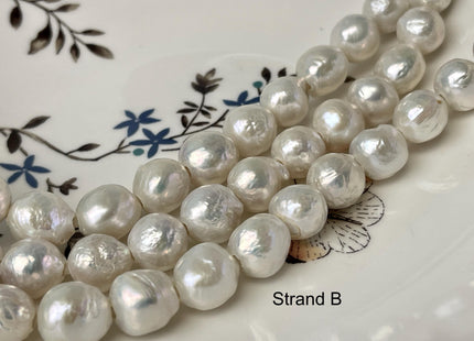 11-13 mm AAAA Half Strand Large Hole Natural White Baroque Pearl Hole Size 2.1mm Genuine High Luster Baroque Edison Pearl Beads #P3243