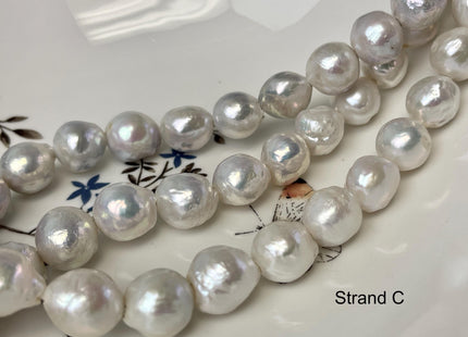 11-13 mm AAAA Half Strand Large Hole Natural White Baroque Pearl Hole Size 2.1mm Genuine High Luster Baroque Edison Pearl Beads #P3243