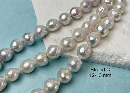 11-13 mm AAAA Half Strand Large Hole Natural White Baroque Pearl Hole Size 2.1mm Genuine High Luster Baroque Edison Pearl Beads #P3243