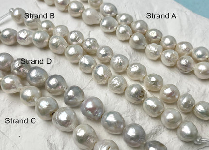 11-13 mm AAAA Half Strand Large Hole Natural White Baroque Pearl Hole Size 2.1mm Genuine High Luster Baroque Edison Pearl Beads #P3243