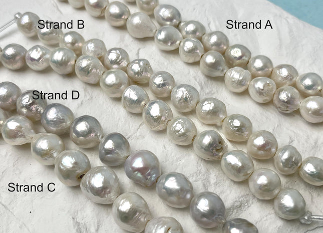 11-13 mm AAAA Half Strand Large Hole Natural White Baroque Pearl Hole Size 2.1mm Genuine High Luster Baroque Edison Pearl Beads #P3243