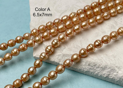 5.5-6x7-10 mm Copper Brown Orange Champagne Purple Color Freshwater Rice/Oval Pearls Genuine Rice Pearl Beads #P3244