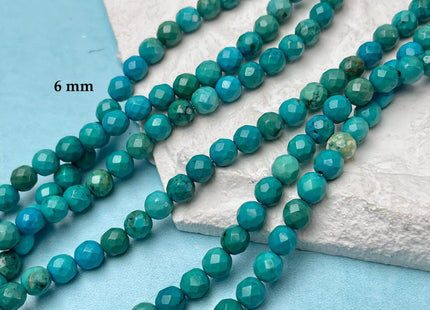 4mm 6mm 8mm 10mm Faceted Round Turquoise Beads Blue Green Color 15.5 Inches Strand #4749