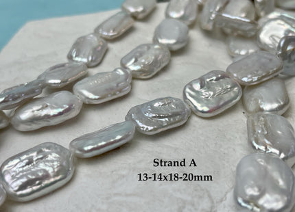 12-14x18-20 mm AA Natural White Rectangle Coin Freshwater Pearl Beads Genuine Rectangular Coin Freshwater Pearls 22 Beads #P3264
