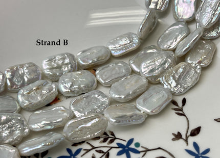 12-14x18-20 mm AA Natural White Rectangle Coin Freshwater Pearl Beads Genuine Rectangular Coin Freshwater Pearls 22 Beads #P3264