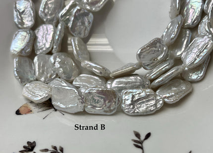 12-14x18-20 mm AA Natural White Rectangle Coin Freshwater Pearl Beads Genuine Rectangular Coin Freshwater Pearls 22 Beads #P3264