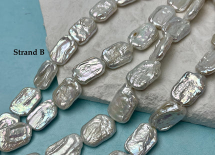 12-14x18-20 mm AA Natural White Rectangle Coin Freshwater Pearl Beads Genuine Rectangular Coin Freshwater Pearls 22 Beads #P3264