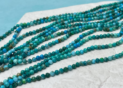 3 mm AAA Faceted Round Tiny Turquoise Gemstone Beads 15.5 Inches Strand #4750