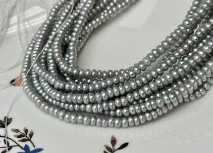 2x4mm AAA Large Hole Gray Color Round Button Freshwater Pearls Hole Size 1.2mm Genuine High Luster Seed Pearl 7.5 Inches #P3265